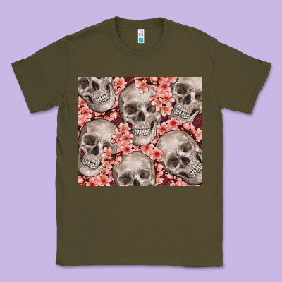 Skulls And Flowers Classic Tee Designed By Tumblerdesignbyshophia