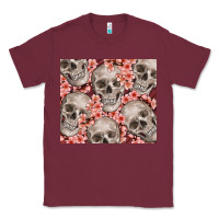 Burgundy skulls and flowers Classic Tee - TumblerDesignByShophia
