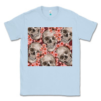 Dusty Blue skulls and flowers Classic Tee - TumblerDesignByShophia