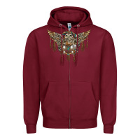 Burgundy native dream catcher with owl Zipper Hoodie - BarkalooDesign