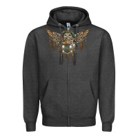 Charcoal Heather native dream catcher with owl Zipper Hoodie - BarkalooDesign