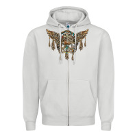 Dove Grey native dream catcher with owl Zipper Hoodie - BarkalooDesign
