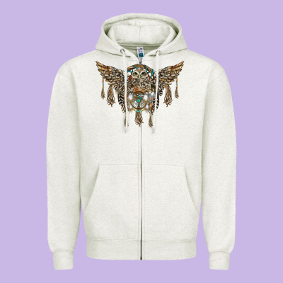 Native Dream Catcher With Owl Zipper Hoodie Designed By Barkaloodesign