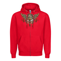 Red native dream catcher with owl Zipper Hoodie - BarkalooDesign