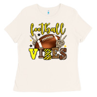 Bone Football vibes yellow and black team color Ladies Tee - HowdyJamesFarm