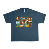Midnight Navy horses coffee cups Urban Heavy Tee - OliviaCreatesArt