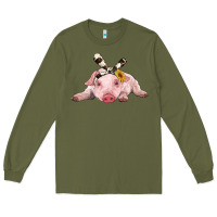 Army Green baby pig with cowhide ribbon Long Sleeve Tee - RanaPortraitStore