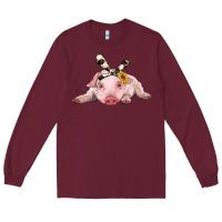 Burgundy baby pig with cowhide ribbon Long Sleeve Tee - RanaPortraitStore