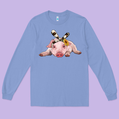 Baby Pig With Cowhide Ribbon Long Sleeve Tee Designed By Ranaportraitstore