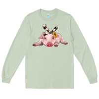 Matcha baby pig with cowhide ribbon Long Sleeve Tee - RanaPortraitStore