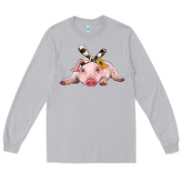 Moon Dust baby pig with cowhide ribbon Long Sleeve Tee - RanaPortraitStore