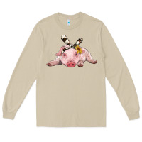 Mushroom baby pig with cowhide ribbon Long Sleeve Tee - RanaPortraitStore