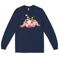 Navy baby pig with cowhide ribbon Long Sleeve Tee - RanaPortraitStore