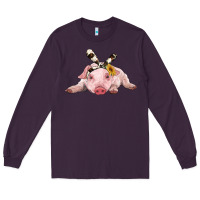 Plum baby pig with cowhide ribbon Long Sleeve Tee - RanaPortraitStore