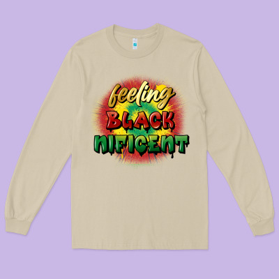 Feeling Blacknificent Long Sleeve Tee Designed By Fadigitalartstudio