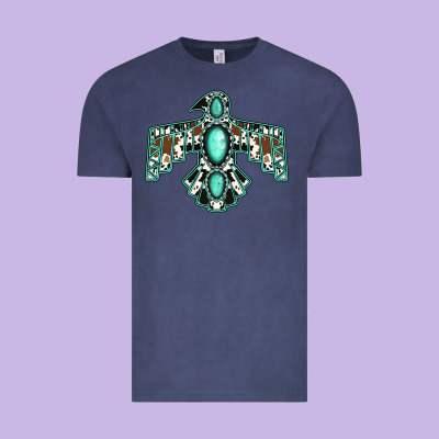 Cowhide Turquoise Thunderbird Vintage Tee Designed By Jasminsmagicworld