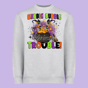 Kids Halloween Hubble Bubble Here Comes Trouble Heavyweight Sweatshirt Designed By Barkaloodesign