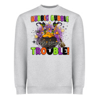 Heather Grey kids halloween hubble bubble here comes trouble Heavyweight Sweatshirt - BarkalooDesign