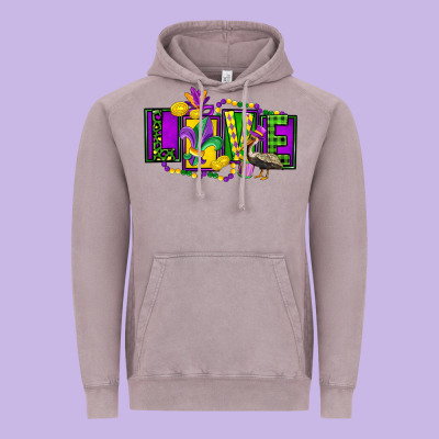 Mardi Gras Love Vintage Hoodie Designed By Fadigitalartstudio