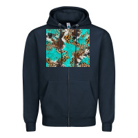 Navy cheetah cowhide tumbler Zipper Hoodie - BarkalooDesign