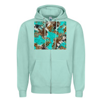 Seafoam cheetah cowhide tumbler Zipper Hoodie - BarkalooDesign