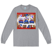 Heather Grey Western Happy Fourth Of July Long Sleeve Tee - FaDigitalArtStudio