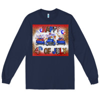 Navy Western Happy Fourth Of July Long Sleeve Tee - FaDigitalArtStudio