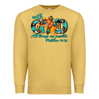 Antique Gold with god all things are possible. cross Premium Sweatshirt - AdoDesignShop