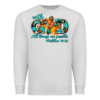 Dove Grey with god all things are possible. cross Premium Sweatshirt - AdoDesignShop