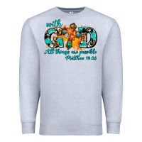 Heather Grey with god all things are possible. cross Premium Sweatshirt - AdoDesignShop