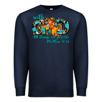 Navy with god all things are possible. cross Premium Sweatshirt - AdoDesignShop