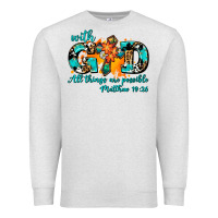 Oatmeal Heather with god all things are possible. cross Premium Sweatshirt - AdoDesignShop