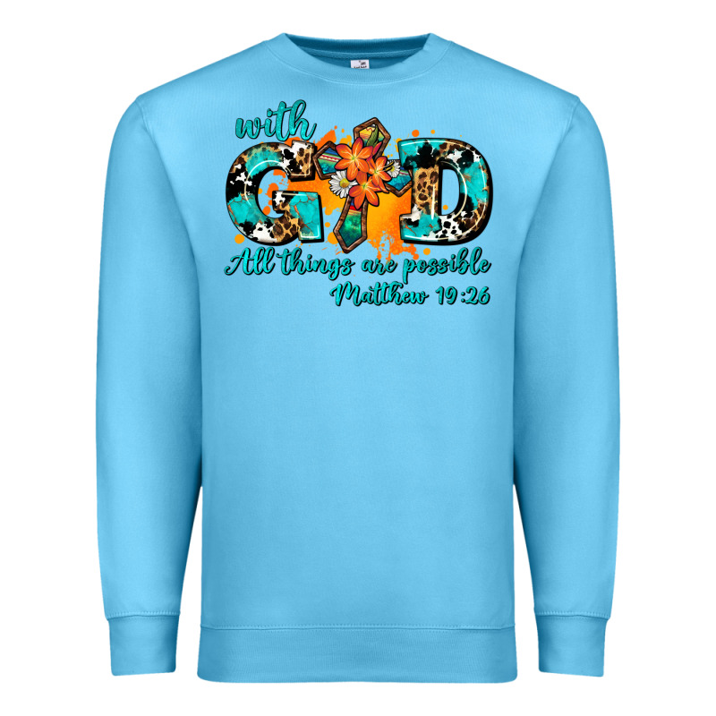 With God All Things Are Possible. Cross Premium Sweatshirt by AdoDesignShop | Teevron