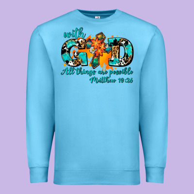 With God All Things Are Possible. Cross Premium Sweatshirt Designed By Adodesignshop