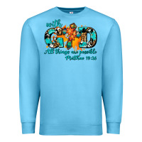 Ocean Blue with god all things are possible. cross Premium Sweatshirt - AdoDesignShop
