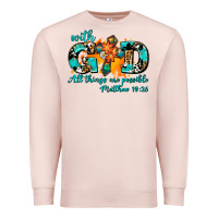 Pale Pink with god all things are possible. cross Premium Sweatshirt - AdoDesignShop