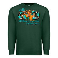 Sports Green with god all things are possible. cross Premium Sweatshirt - AdoDesignShop