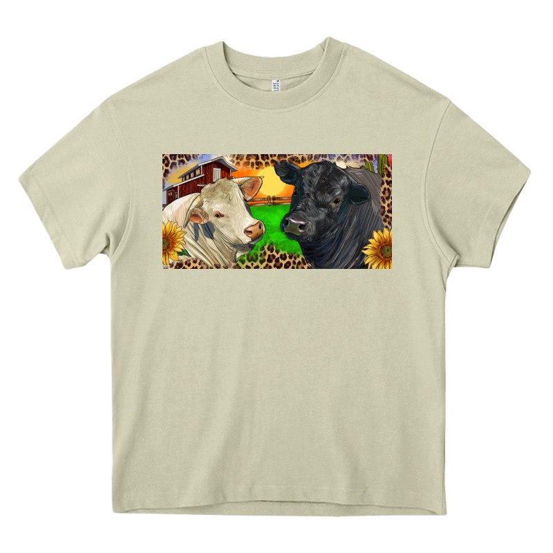Charolais Bull And Black Angus Bull With Farm Heavy Core Tee by RanaPortraitStore | Teevron