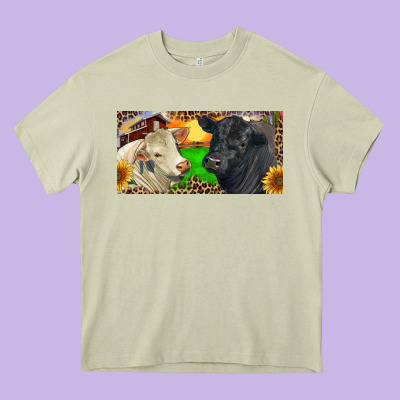 Charolais Bull And Black Angus Bull With Farm Heavy Core Tee Designed By Ranaportraitstore