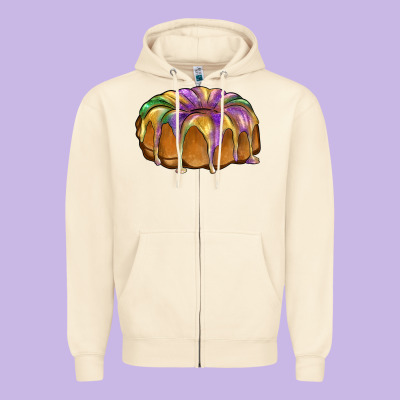 King Cake Zipper Hoodie Designed By Barkaloodesign