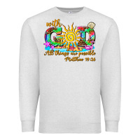 Oatmeal Heather with god all things are possible summer Premium Sweatshirt - AdoDesignShop