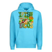 Ocean Blue Irish i Had Tacos Premium Hoodie - CowhideDigitalArt