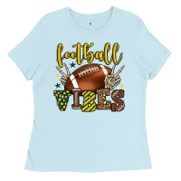 Baby Blue Football vibes yellow and green team color Ladies Tee - HowdyJamesFarm