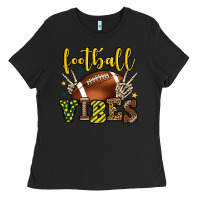 Black Football vibes yellow and green team color Ladies Tee - HowdyJamesFarm