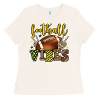 Bone Football vibes yellow and green team color Ladies Tee - HowdyJamesFarm