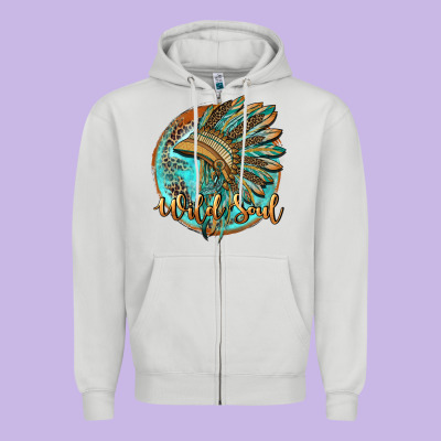 Wild Soul Zipper Hoodie Designed By Barkaloodesign