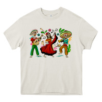 Cream Mexican Skeletons Heavy Core Tee - texasbilliewilder