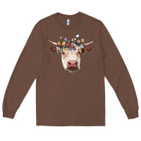 Chestnut hereford cow with floral headband Long Sleeve Tee - RanaPortraitStore