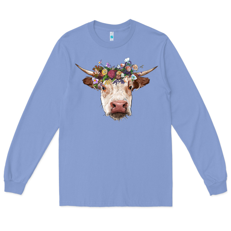 Hereford Cow With Floral Headband Long Sleeve Tee by RanaPortraitStore | Teevron