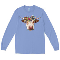Colony Blue hereford cow with floral headband Long Sleeve Tee - RanaPortraitStore